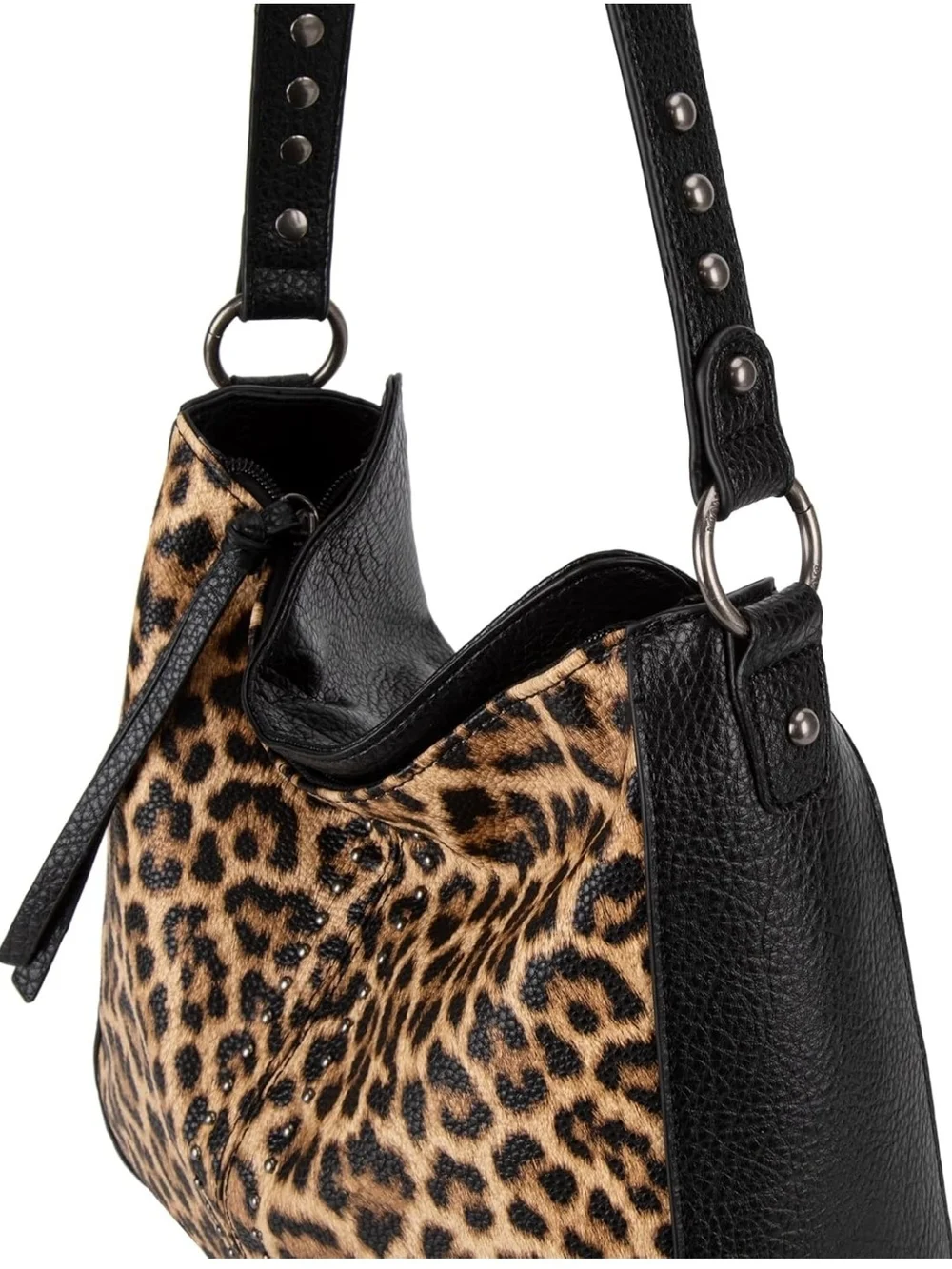 Leopard Print Women’s Shoulder Bag with Black Trim